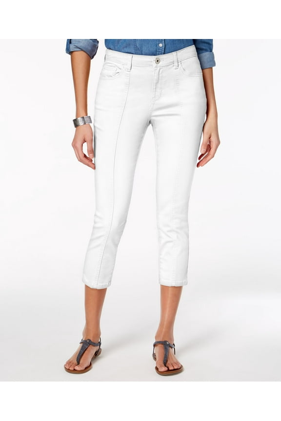 Style & Co Petite Front Seam Capri Jeans Bright White 16P