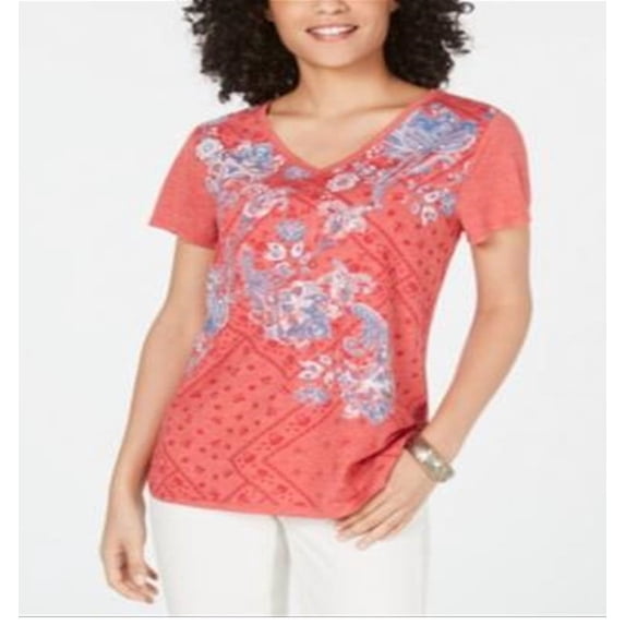Style & Co Petite Graphic-Print T-Shirt Red Size Petite XL