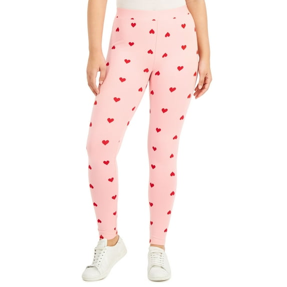 Style & Co Petite Heart Print Leggings Red Combo PS