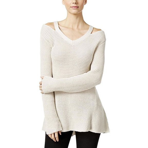 Style & Co Petite High Low Cutout Sweater Stonewall PL