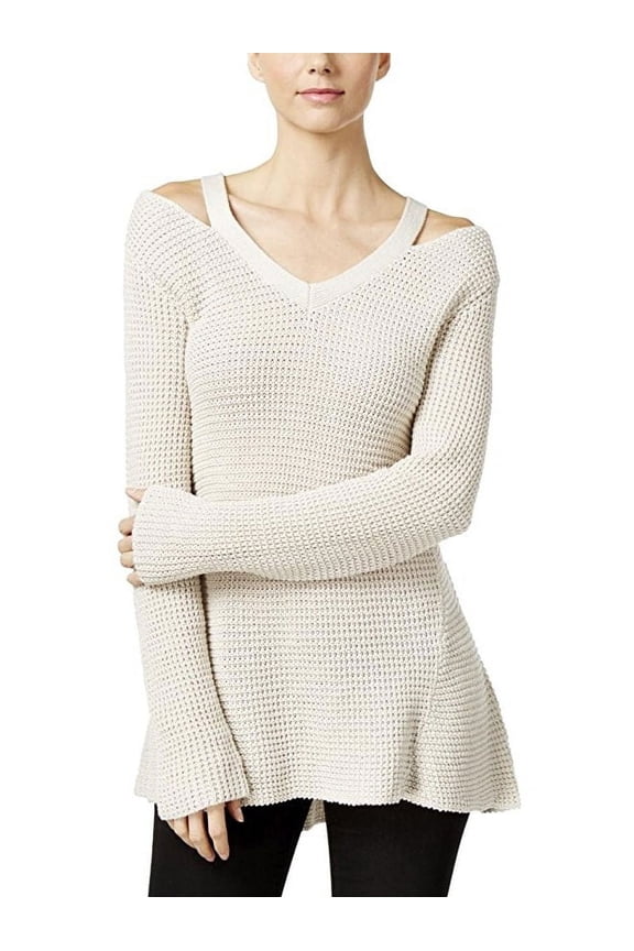 Style & Co Petite High Low Cutout Sweater Stonewall PL
