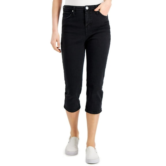 Style & Co Petite High Rise Cropped Jeans Washed Black 14P