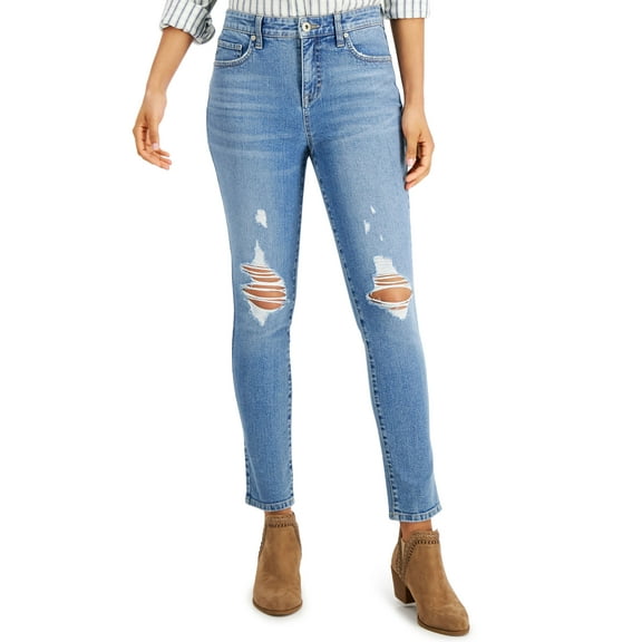 Style & Co Petite High Rise Distressed Skinny Ankle Jeans Epiphany Wash 2P
