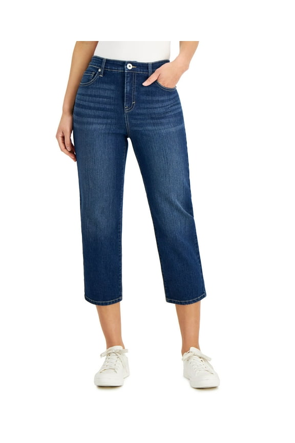 Style & Co Petite High Rise Straight Crop Jeans Dreamcatcher 12P