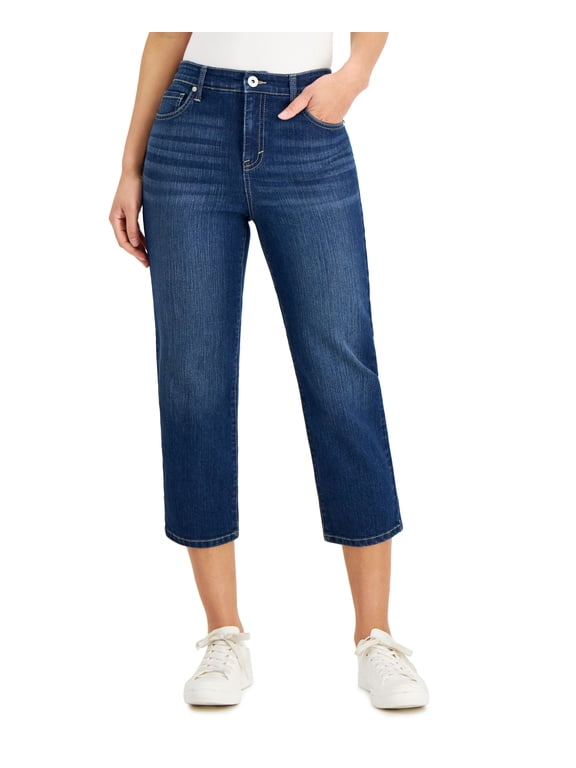 Style & Co Petite High Rise Straight Crop Jeans Dreamcatcher 16P