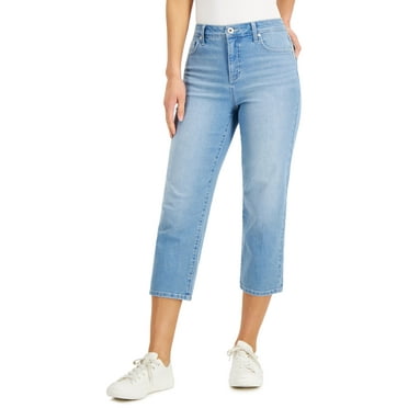 Style & Co Petite High Rise Straight Crop Jeans June Blossom 8P