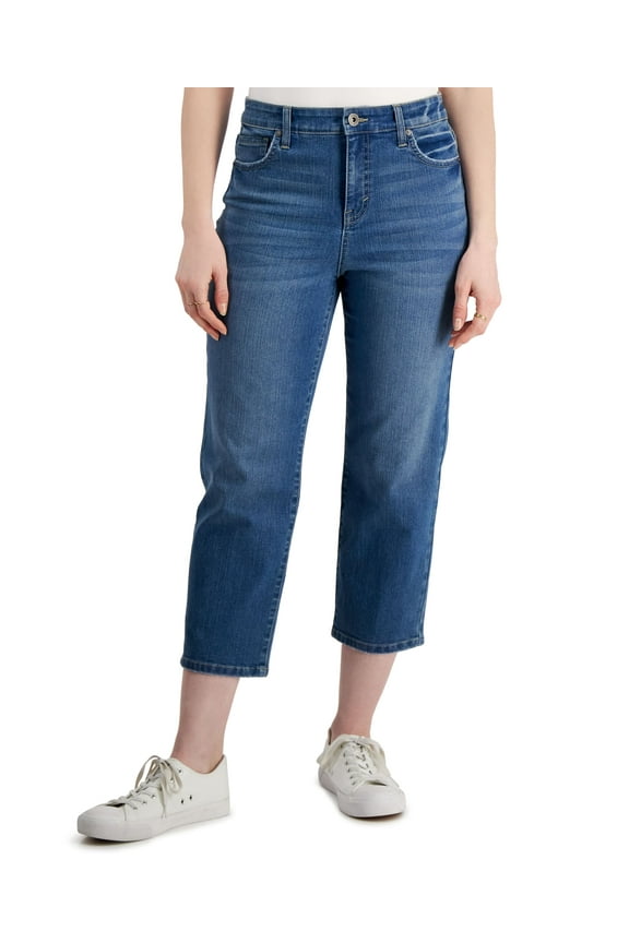 Style & Co Petite High Rise Straight Crop Jeans True One 10P