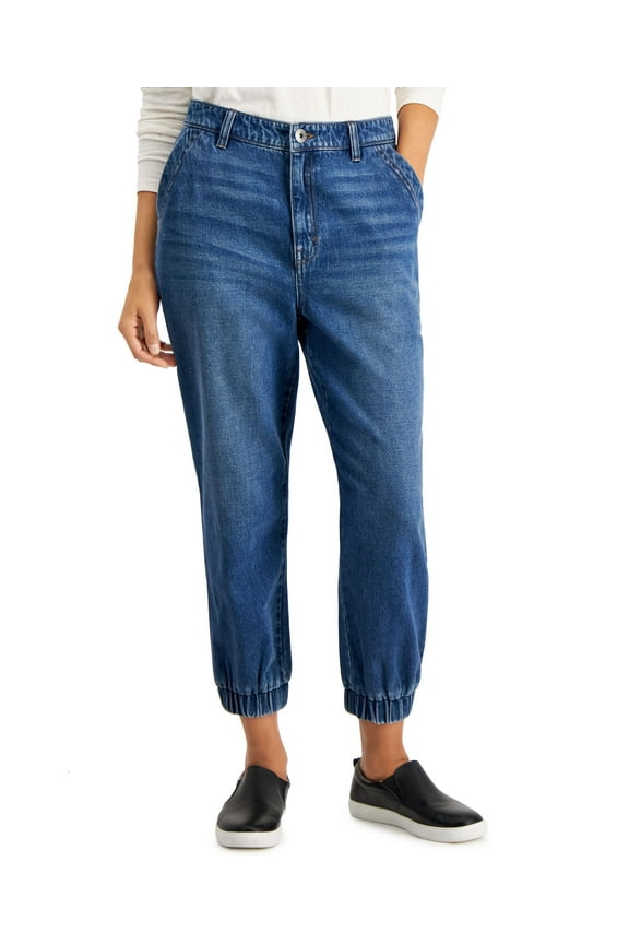 Style & Co Petite High Rise Utility Jogger Jeans Hunter PM