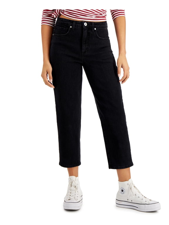 Style & Co Petite High Rise Vintage Classic Mom Jeans Washed Black 16P