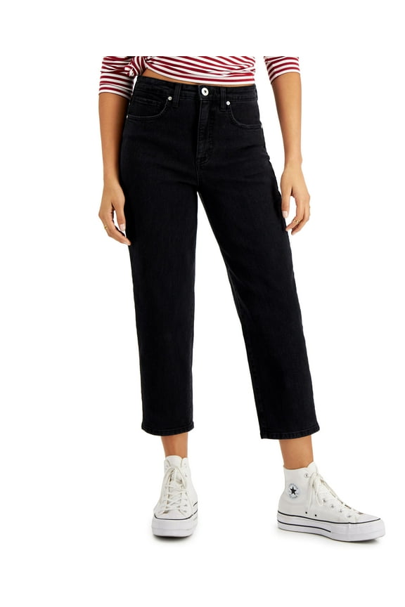 Style & Co Petite High Rise Vintage Classic Mom Jeans Washed Black 4P