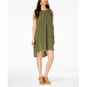 STYLE & CO. Style & Co Petite Lace Trim High Low Dress Olive PL