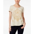 thumbnail image 1 of Style & Co Petite Medallion Graphic Print T-Shirt Oatmeal He PXS, 1 of 1