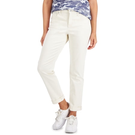 Style & Co Petite Mid Rise Curvy Girlfriend Jeans Eggnog 16P