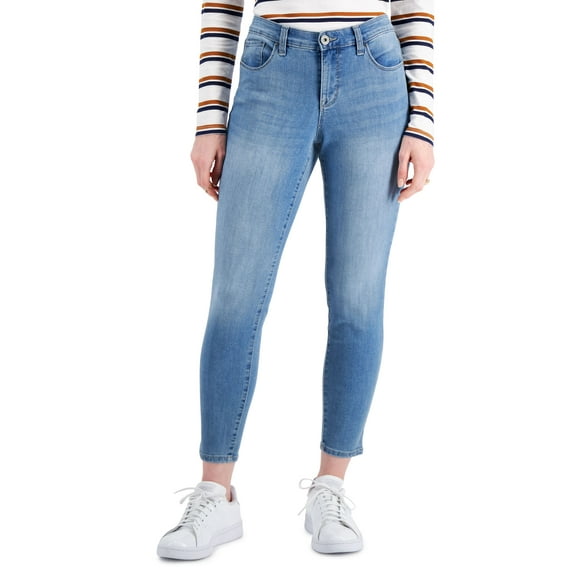 Style & Co Petite Mid Rise Curvy Skinny Jeans True Tears 6P