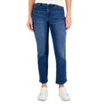 thumbnail image 1 of Style & Co Petite Mid Rise Natural Ripped Straight Leg Jeans In The Night 6P, 1 of 1