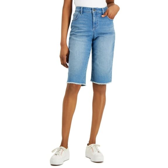 Style & Co Petite Mid Rise Raw Hem Bermuda Shorts Overland 6P