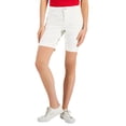 thumbnail image 1 of Style & Co Petite Mid Rise Roll Cuff Denim Bermuda Shorts Bright White 12P, 1 of 1