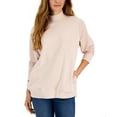 thumbnail image 1 of Style & Co Petite Mock Neck Ribbed Edge Sweatshirt Mocha Rose PS, 1 of 1