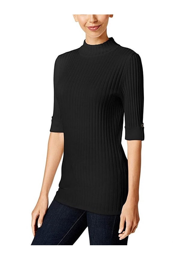 Style Co Petite Mock-Turtleneck Sweater Deep Black PS
