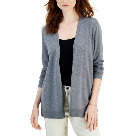Style & Co Petite Open Front Cardigan Medium Grey Heather PS