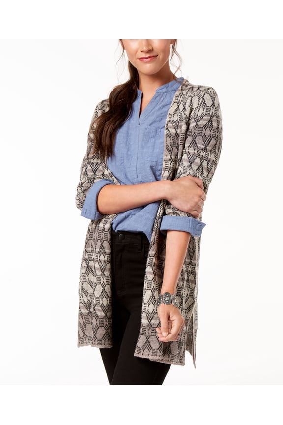 Style & Co Petite Open Front Cardigan Natural Combo PM