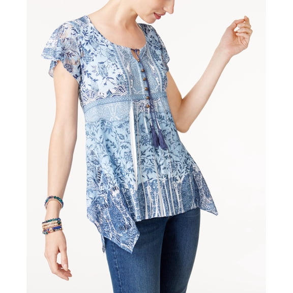 Style & Co Petite Printed Babydoll Tunic Romanticize PM