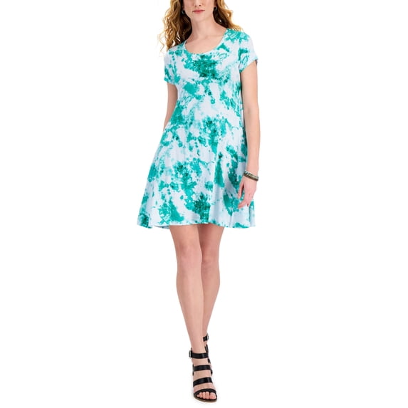 Style & Co Petite Printed Flip Flop Dress Emerald Dye PL