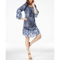 thumbnail image 1 of Style & Co Petite Printed Off The Shoulder Dress Tidal Movement PM, 1 of 1