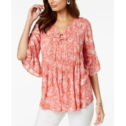 STYLE & CO. Style & Co Petite Printed Pleated Top Idealic Paisley PXS