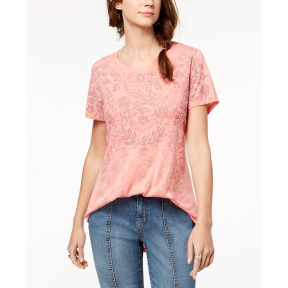 Style & Co Petite Printed T-Shirt Split Side PS