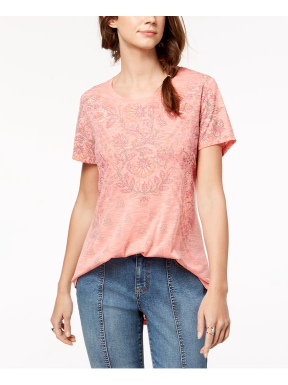 Style & Co Petite Printed T-Shirt Split Side PS