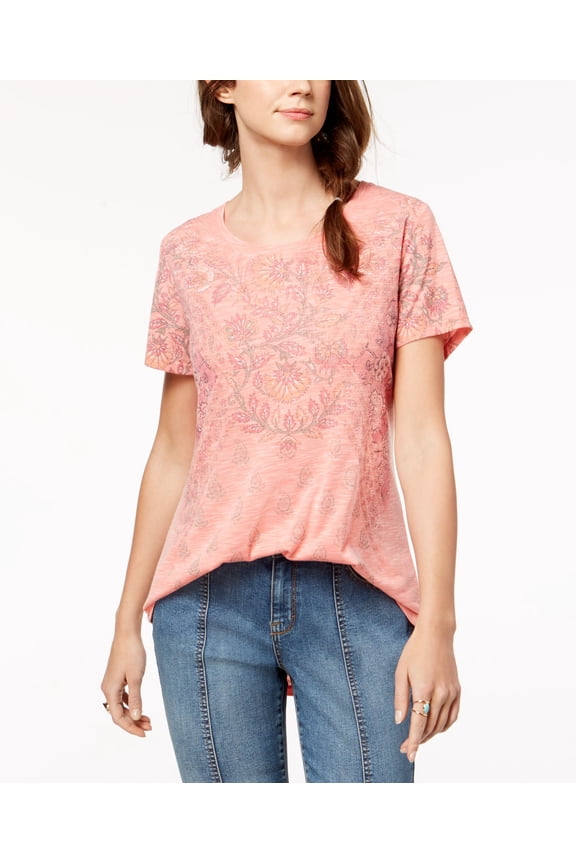 Style & Co Petite Printed T-Shirt Split Side PS