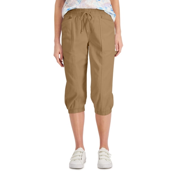 Style & Co Petite Pull On Capri Pants Icy Coffee PXL