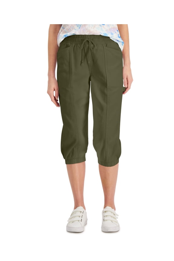 Style & Co Petite Pull On Capri Pants Winter Moss PL