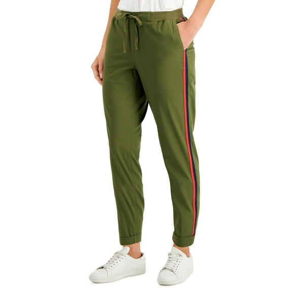 Style & Co Petite Pull On Cuffed Ankle Twill Pants Winter Moss PL