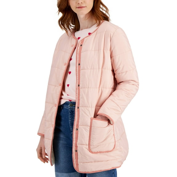 Style & Co Petite Reversible Jacket Silver Pink PS
