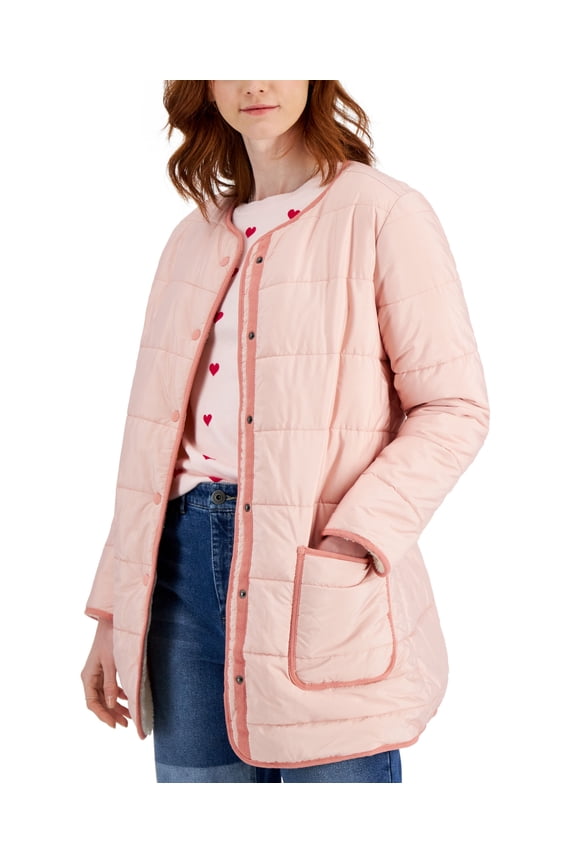 Style & Co Petite Reversible Jacket Silver Pink PS