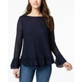 thumbnail image 1 of Style & Co Petite Ruffle Trim Sweater Industrial Blue PL, 1 of 1