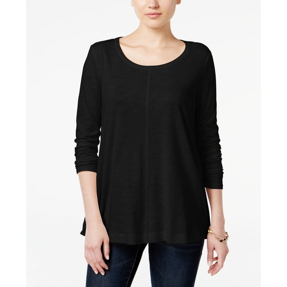 Style & Co Petite Scoop-Neck Top Deep Black PS