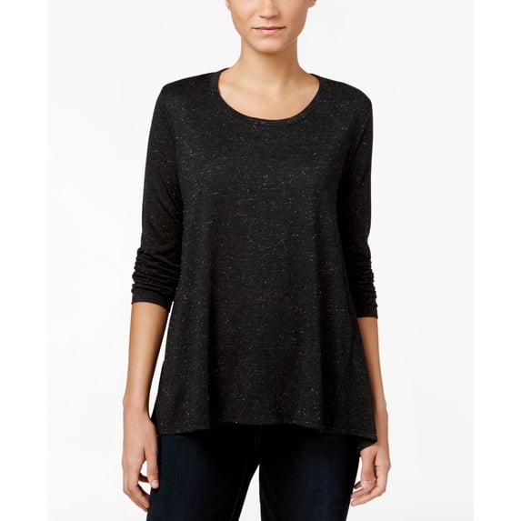 Style & Co Petite Sparkle Swing Top Deep Black PP