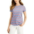 thumbnail image 1 of Style & Co Petite Stars Stripes Burnout T-Shirt Blue Stripe PL, 1 of 1