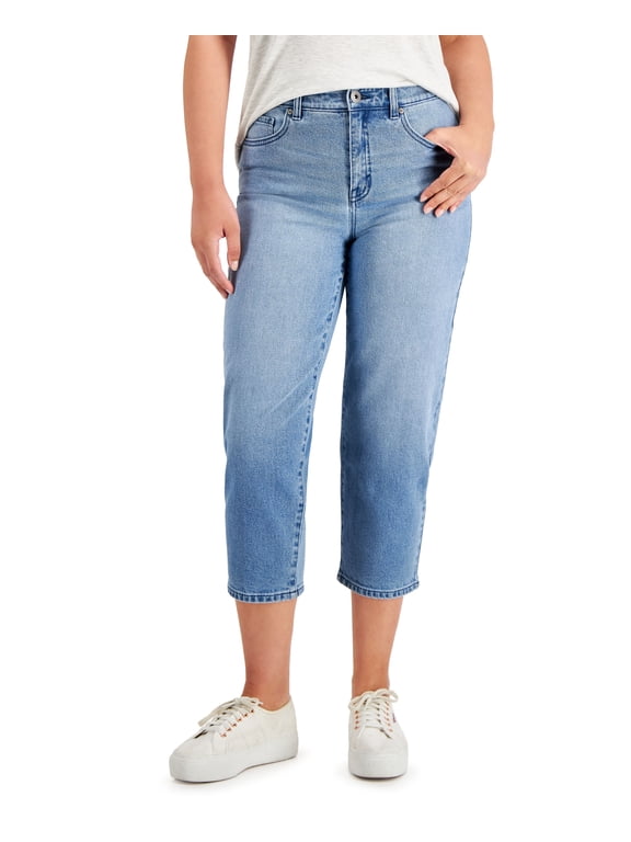 Style & Co Petite Straight Leg Cropped Jeans Splatter Paint 16P