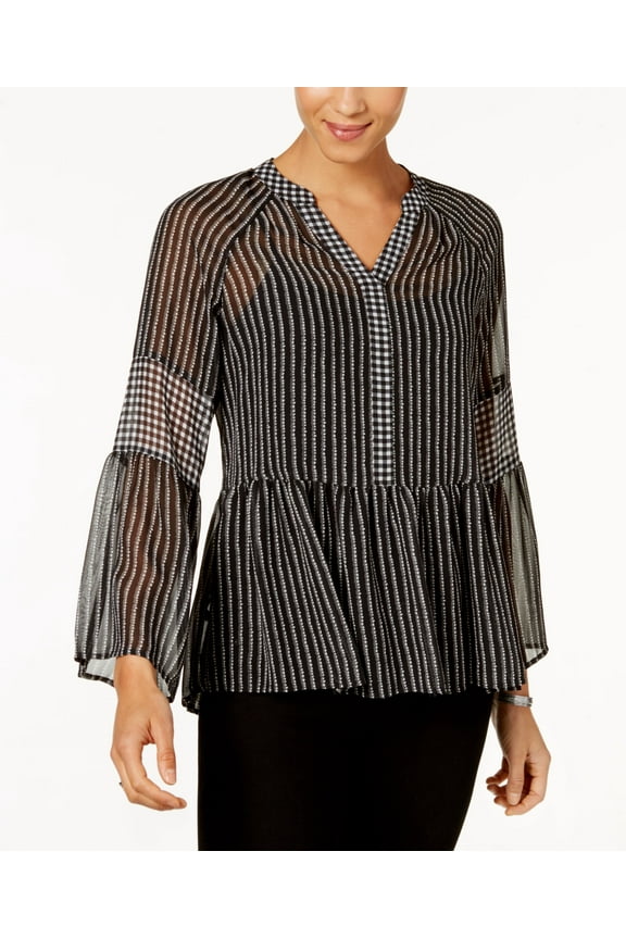 Style & Co Petite Striped Semi Sheer Top Eastern Escape PS