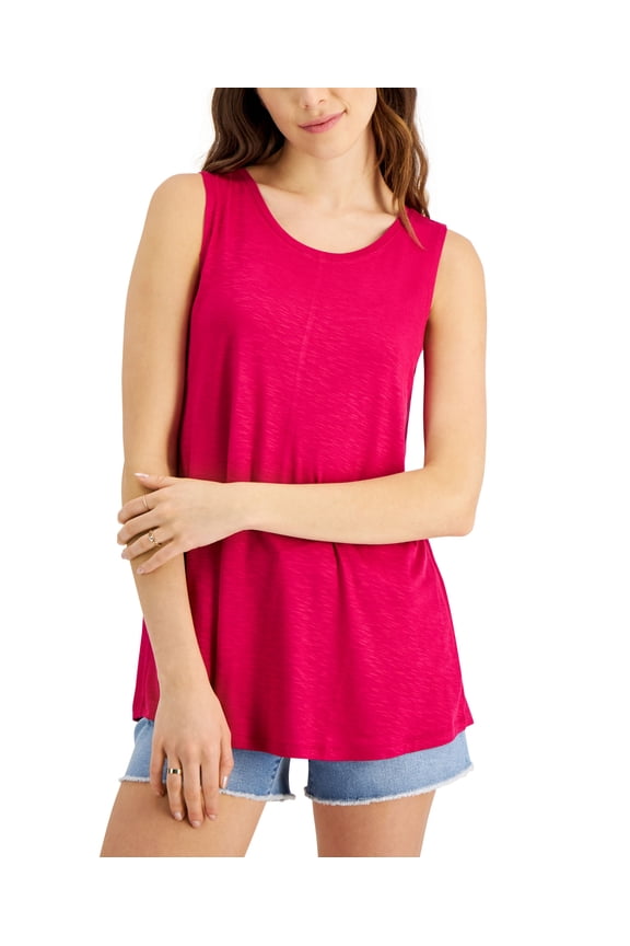Style & Co Petite Swing Tank Top Sangria Wine PXS