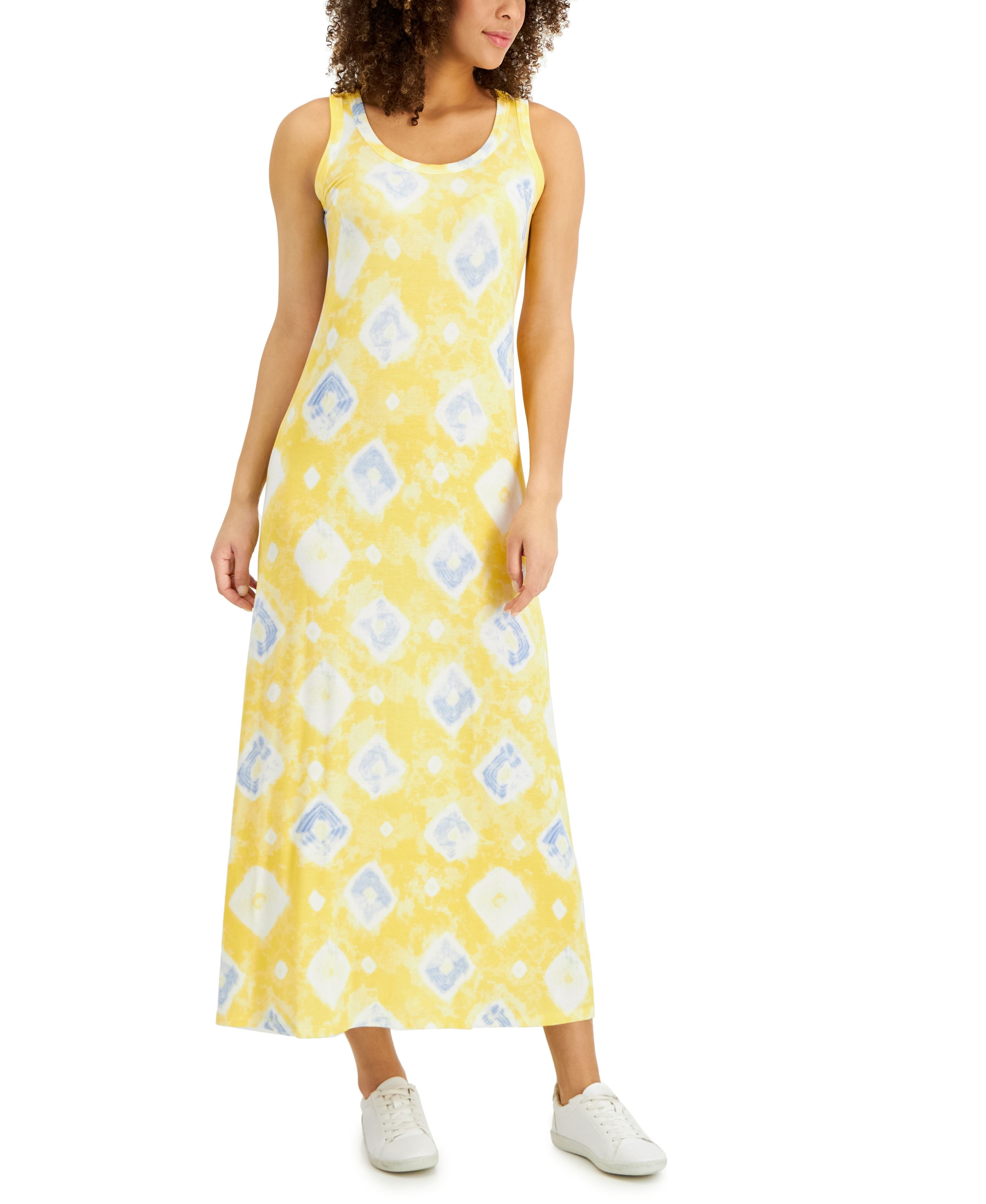 Style & Co Petite Tie-Dye Maxi Dress Sunbeam Yellow PM - Walmart.com