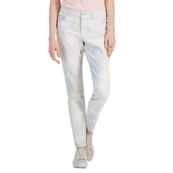 Style & Co Petite Tie Dyed Mid Rise Curvy Skinny Jeans Pastel Dye 6P