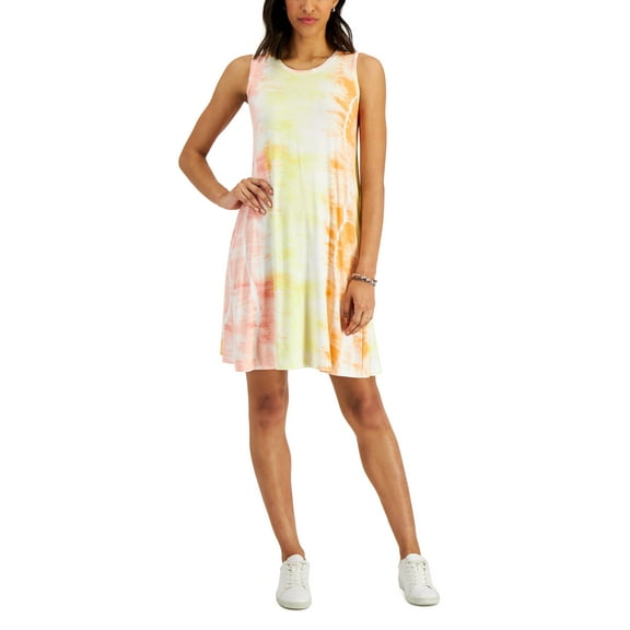 Style & Co Petite Tie Dyed Sleeveless Flip Flop Dress Warm Tie Dye PL