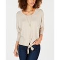 thumbnail image 1 of Style & Co Petite Tie-Front Sweater Beige Size PP, 1 of 3