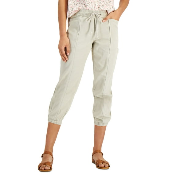 Style & Co Petite Twill Cropped Utility Pants Stone Wall PM