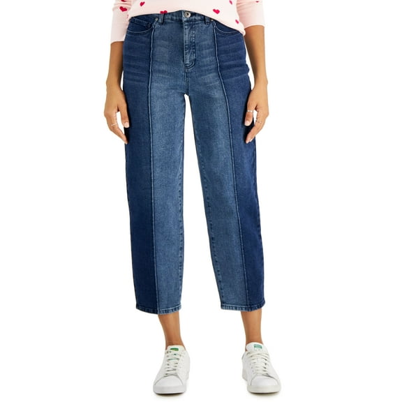 Style & Co Petite Two Tone Mom Jeans Tonal Blues 2P